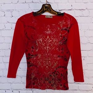 {Blue Canyon Clothing} Red Sequined Top Sz S